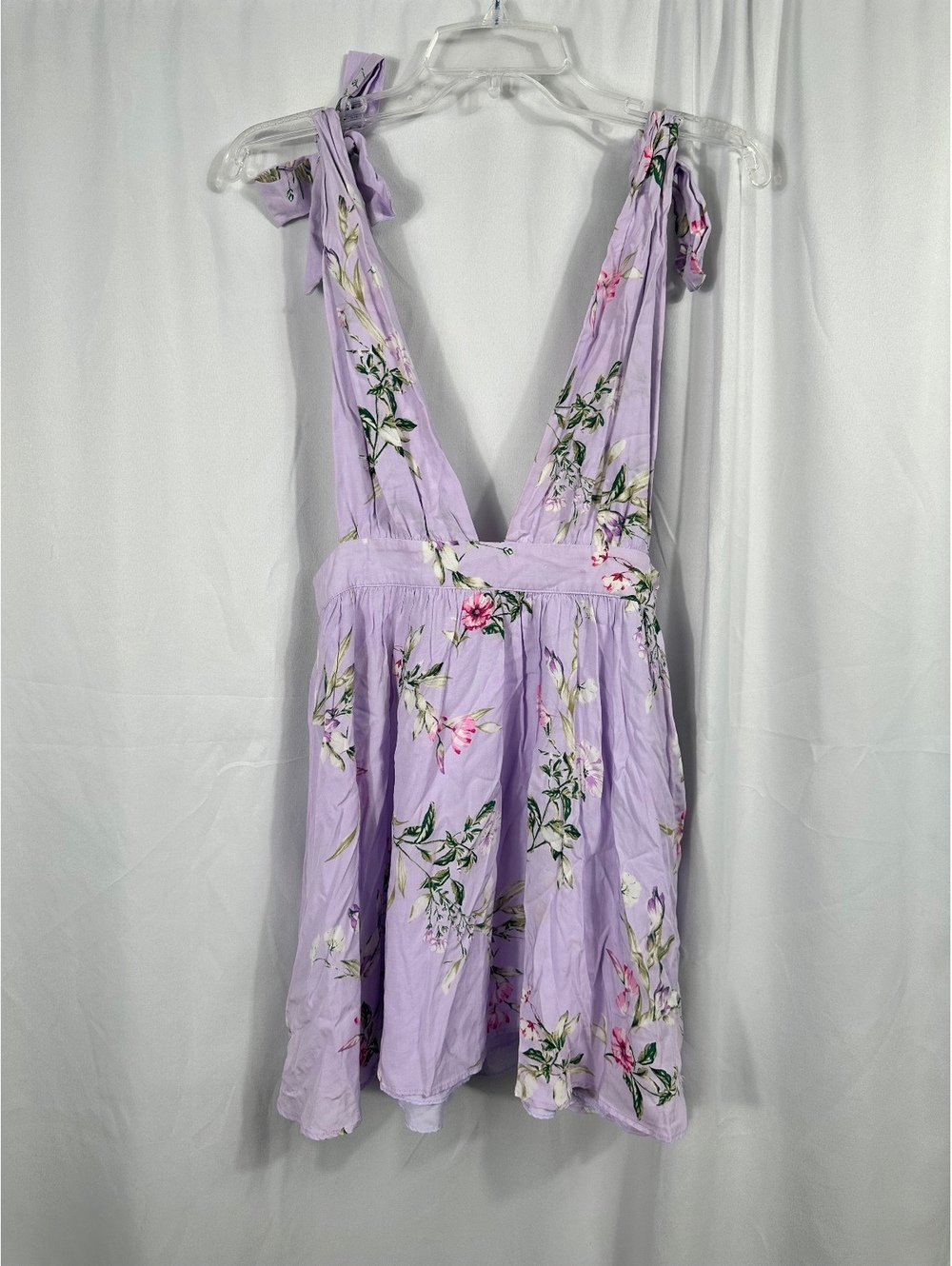 Forever 21 Lilac Floral Print Sleeveless Dress with Tie Straps Size Small